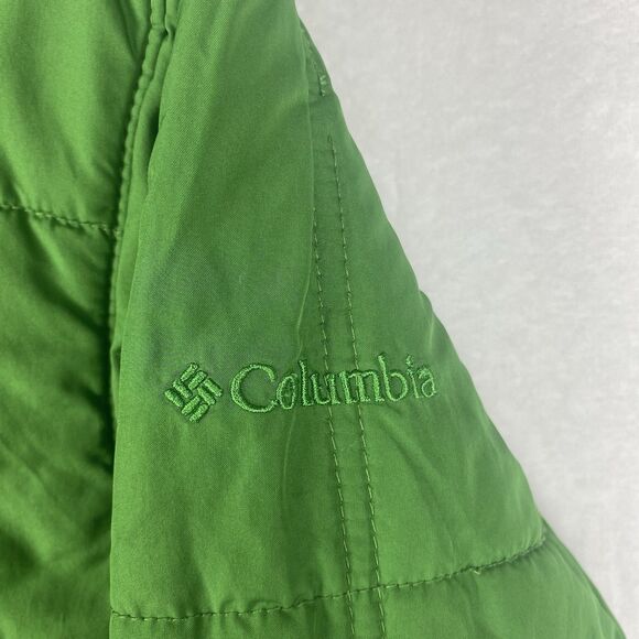 Columbia Reversible Jacket Youth Girls 14/16 Green Hooded Pockets Logo Winter - Picture 3 of 16